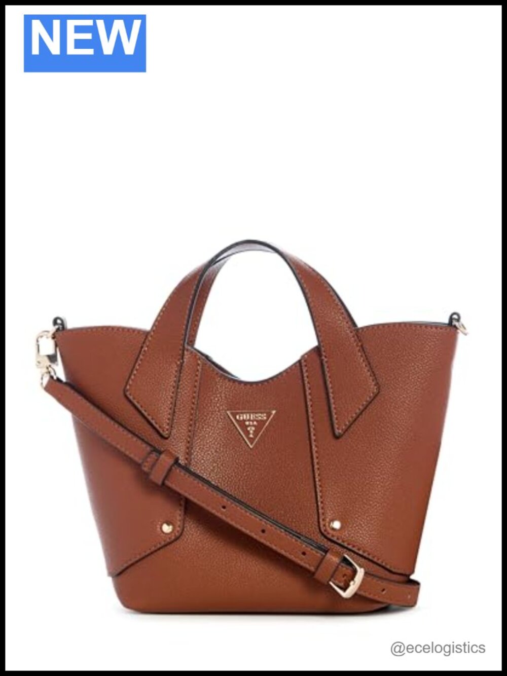 GUESS Darcy Mini Tote - Pebble PVC Satchel with Gold Hardware & Removable Pouch